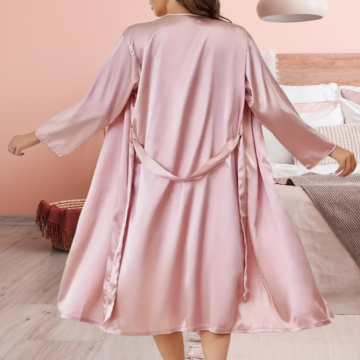 PEIGNOIR SATIN ROSE OR